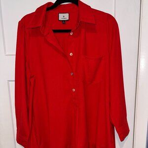 Tuckernuck  L Red Crepe Callahan Shirt Dress, Never Worn